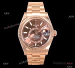 Noob Factory Replica Rolex Sky Dweller Rose Gold Chocolate Dial 9001 Watches